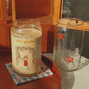 [커스텀/각인인쇄] 홈카페 로즈가든 레터링 유리 맥주잔 예쁜컵 - 비어캔 473ml