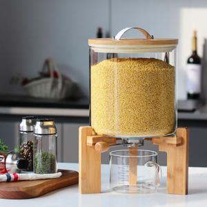 원목 밀폐 유리 항아리 7.5L 쌀통 쌀보관함 잡곡통