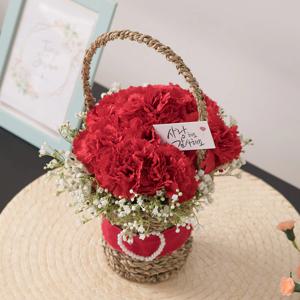 카네이션 조화 바구니 레드 하트 set 29cm 꽃 어버이날 스승의날 선물