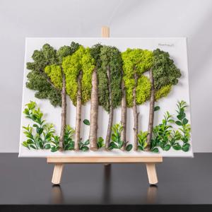스칸디아모스 공기정화식물 액자 이젤 가로숲 조화 캔버스 set 35cm
