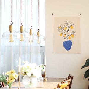 파란 레몬 나무 패브릭 포스터 / 가리개 커튼 50x70 cm