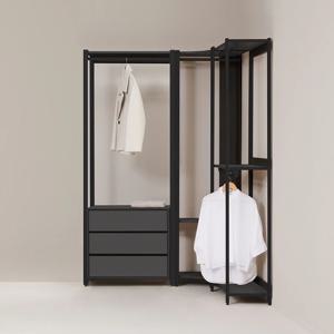 아이언 철제 드레스룸 2200 B세트 (800 2단+800 서랍+코너행거)