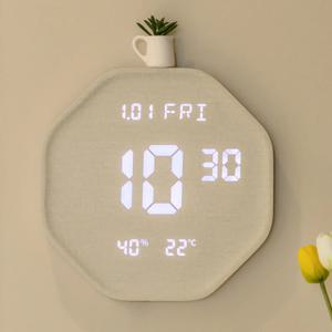 루나 헥사곤 온습도 인테리어 LED 벽시계 29.5cm