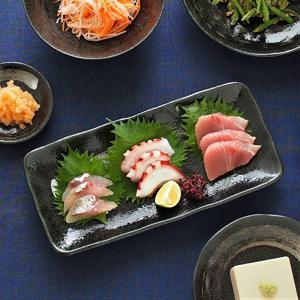 [해외] 블랙 크리스탈 미노 도자기 생선 초밥 회 접시 직사각 접시 다용도 접시