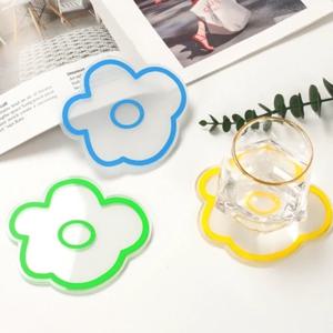 2개구성 플라워 투명 아크릴 컵받침 티코스터 5color