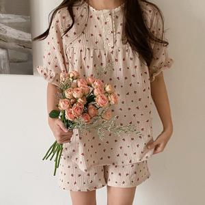 J'eu 라비앙로즈 레이스 요루면 반팔 파자마 잠옷 세트 2color, 2size