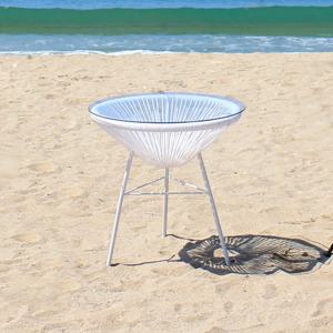 아카풀코 화이트 야외 테라스테이블 공원 철제 라탄 카페 식탁 테이블