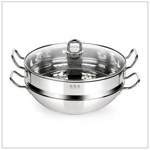 BRK 3중바닥 2단 스마트프로피 인덕션 찜솥 웍 28cm
