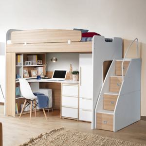 컨셉트MU-E122 수납형계단 침대 h형책상 옷장세트 벙커침대 매트리스 제외 4colors