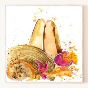 해변의 여유 모자를 쓴 여인 마티니 칵테일 Surf Beach 포스터