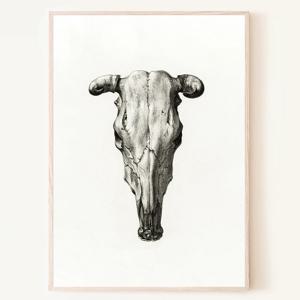 Cow Skull 빈티지 소 머리뼈 용기 강인함 상징 그림 액자