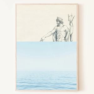포세이돈 크라켄 빈티지 포스터 대왕문어 해적 카리브 그림 액자