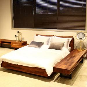 케니언 멀바우 원목 가죽 쿠션 호텔 침대 프레임 (SS/Q/K/LK/SK) CL107