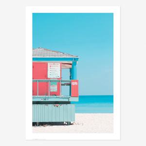 여름 바다 해변 풍경 포스터 vol.1_SB03(핑크 라이프가드 타워)
