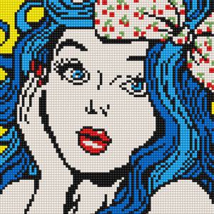 DIY 보석십자수 (캔버스형) 파란 머리의 소녀 25X25cm