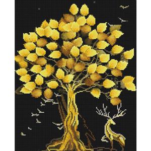 DIY 보석십자수 (캔버스형) 황금 재물 나무 40X50cm