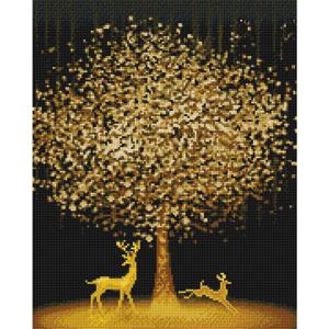 DIY 보석십자수 (캔버스형) 황금나무와 꽃사슴 40X50cm