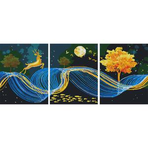 DIY 보석십자수 (캔버스형) 황금사슴의 노래 (3단세트)