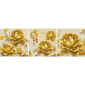 DIY 보석십자수 (캔버스형) 황금 목단금화 (3단세트)