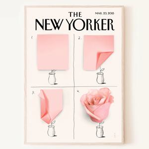 빈티지 보그 뉴요커 종이 장미 포스터 잡지 패션 그림 스타일 인테리어 액자