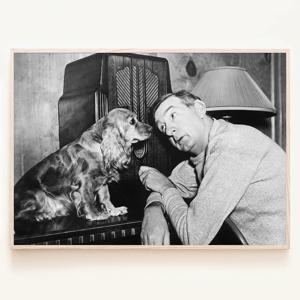 강아지와의 대화 빈티지 흑백사진 포스터 사진 레트로 느낌있는 벽걸이 침실 거실 서재 액자