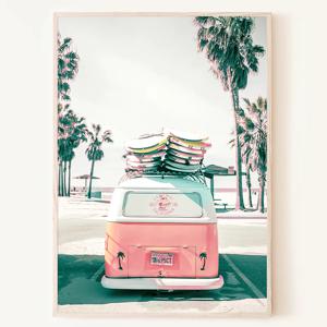 글램핑 서핑보드 미니버스 빈티지 여행 사진 바캉스 여름휴가 인테리어 액자