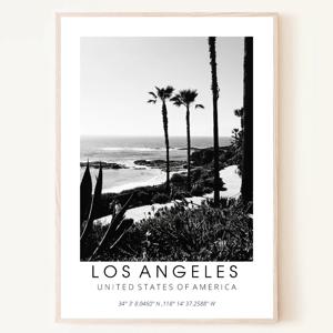 빈티지 감성의 LA 바닷가 흑백사진 포스터 액자