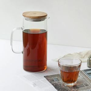 슬림 손잡이 스텐우드 뚜껑 물병 저그 1.2L