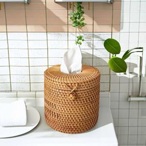 [5% 쿠폰!] 라탄 원형 휴지케이스