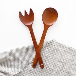 장미목 옻칠 샐러드서버 set ( 감성 우드 서빙 포크 나무 집게 스푼 브런치 커트러리 )