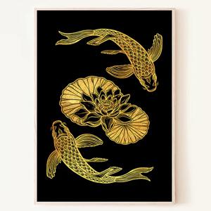 풍수 황금 잉어 돈들어오는 그림 액자