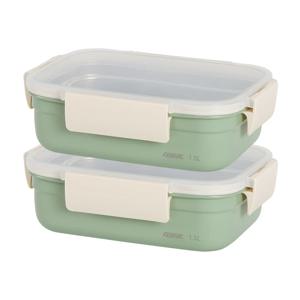 프라임락 민트 컬러 스텐 밀폐용기 직사각 6호 1.5L 2P