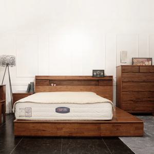 베니스 참죽나무 원목 월넛우드 LED 수납침대 4종 택1 (SS/Q/K/LK)