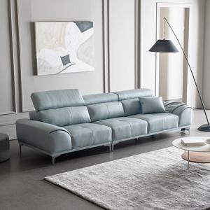 비비드 천연면피 스터닝 통가죽 4인용 소파(스툴포함)