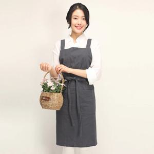 린넨 H자형 무지 앞치마 4colors