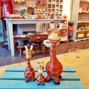 기린인형 가족 장식품 3마리셋트 목각 아프리카
