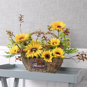 해바라기 조화 바구니 프레쉬 set 57cm 인테리어 꽃 테이블 장식