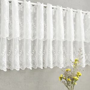 크라운 레이스 발란스 가리개 미니 창문형 자수 주방 바란스 커튼 2사이즈