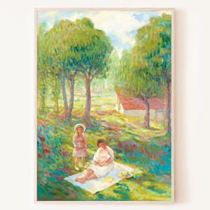 앙리 르바스크 - 엄마와 아이가 있는 풍경 평화로운 힐링 그림 명화 포스터