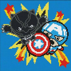 DIY 보석십자수 큐빅페인팅 가와이시리즈_블랙팬서_캡틴아메리카 25cmx25cm