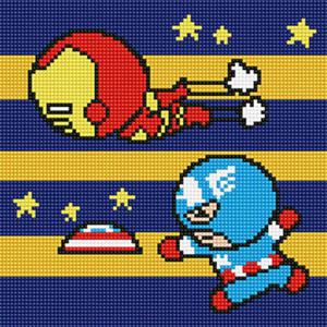 DIY 보석십자수 큐빅페인팅 가와이시리즈_아이언맨 캡틴아메리카 25cmx25cm