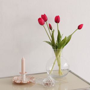 리얼한 망고튤립 조화 5송이 묶음 꽃다발 부케 8color