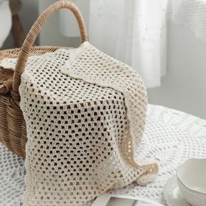 도리스 크로쉐 손뜨개 사각 매트 테이블보 2color