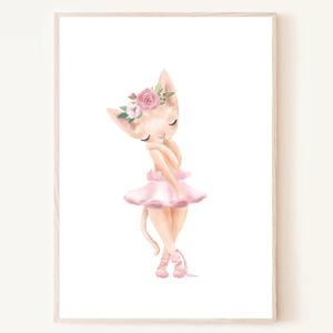 사랑스러운 발레리나 고양이 발레그림 수채화 포스터