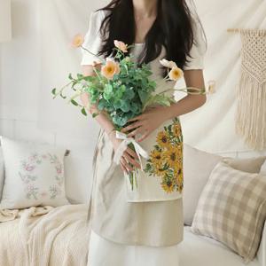 플라워가든 썬플라워 린넨 내추럴 주방/카페/공방 허리앞치마