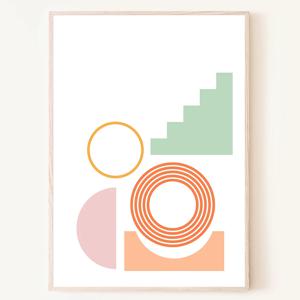 레인보우 도형 abstract 인테리어 포스터
