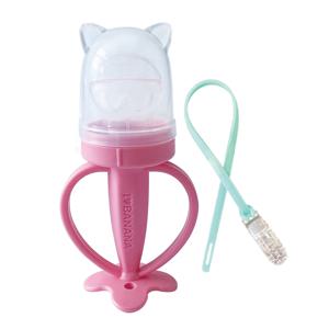 고양이 과즙망 + 실리콘집게 세트 아기 과일먹이기 이유식용기