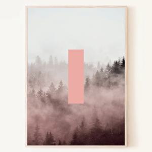 안개 낀 숲 forest 삼림 인디고 핑크 포스터