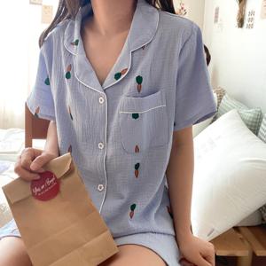 H made 당근 커플잠옷 반팔 여름 요루순면 파자마세트 8color 2size