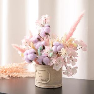 목화 조화 화분 파스텔 플로 set 32cm 인테리어 꽃 테이블 장식 소품